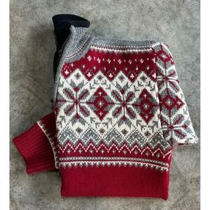 Norsk Wear Wool Sweater Nordic Pullover 1/4 Zip Fair Isle Ski  Norway Holiday M